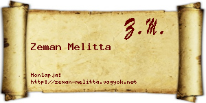 Zeman Melitta névjegykártya